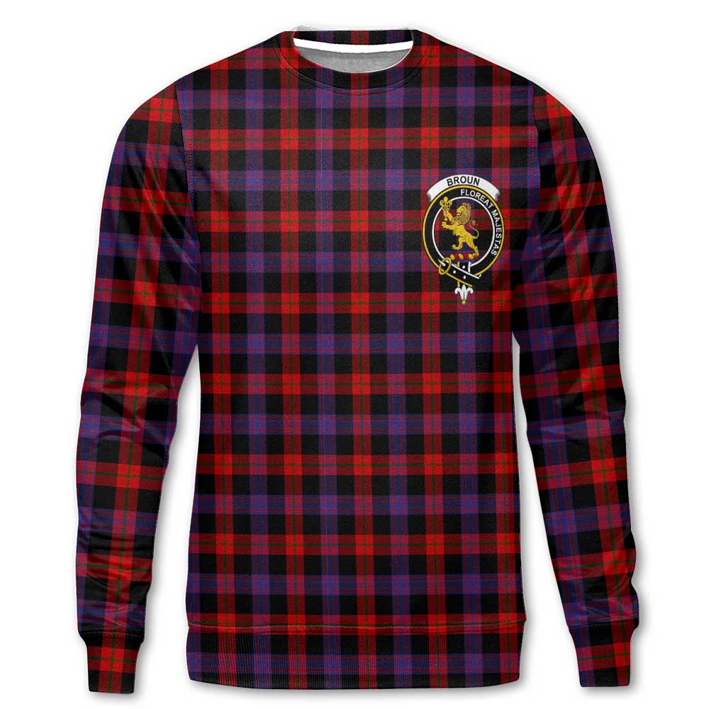 Clan Broun Tartan Men Sweatshirt Crest And Plaid Basic Style