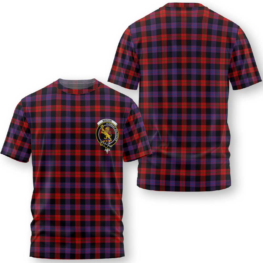 Clan Broun Tartan Men T Shirt Crest And Plaid Basic Style