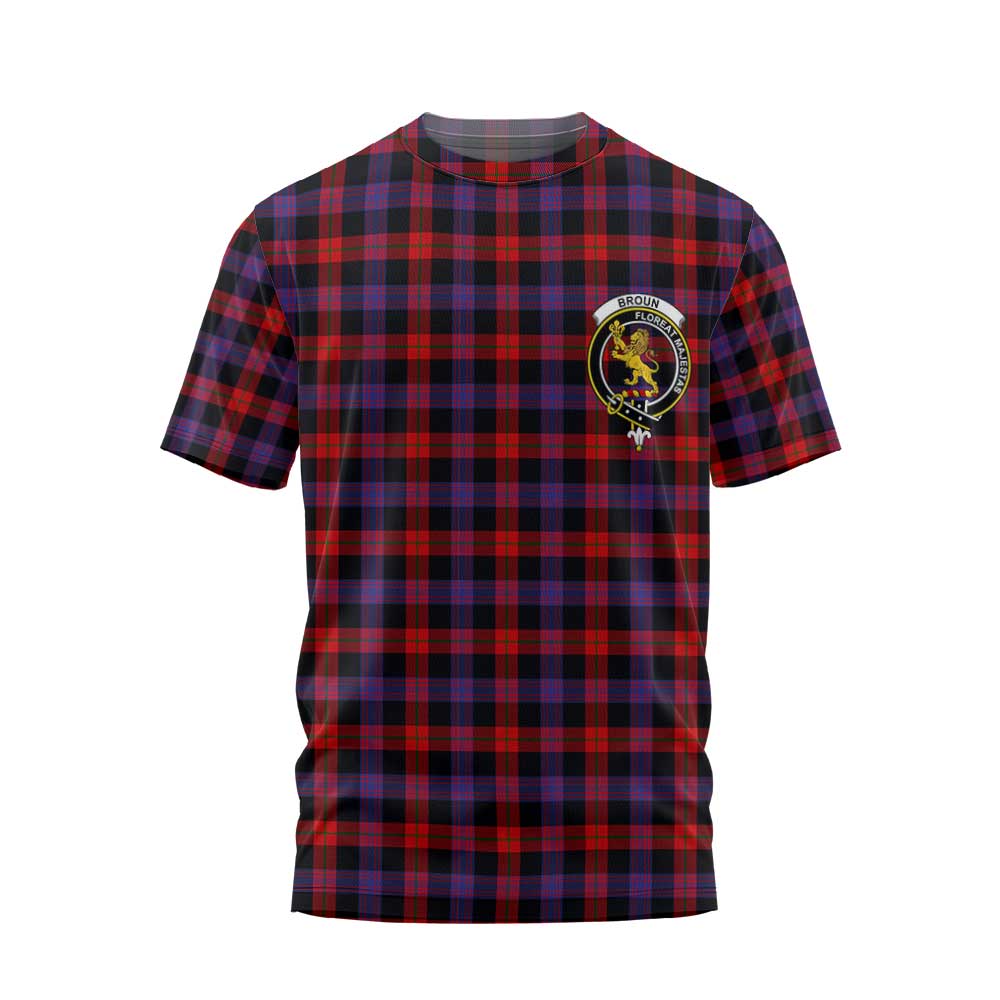 Clan Broun Tartan Men T Shirt Crest And Plaid Basic Style