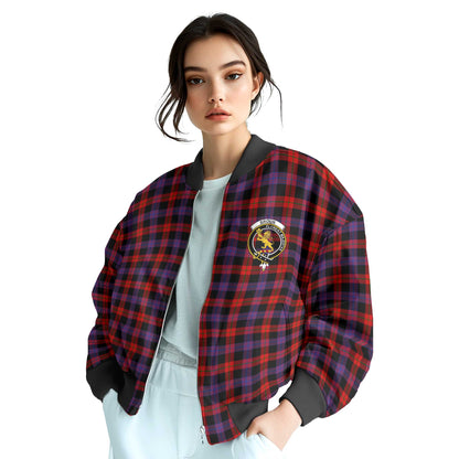 Clan Broun Tartan Women Bomber Jacket Crest And Plaid Basic Style