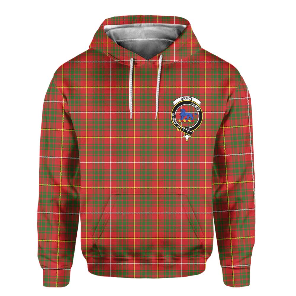 Clan Bruce Tartan Men Hoodie Crest And Plaid Basic Style