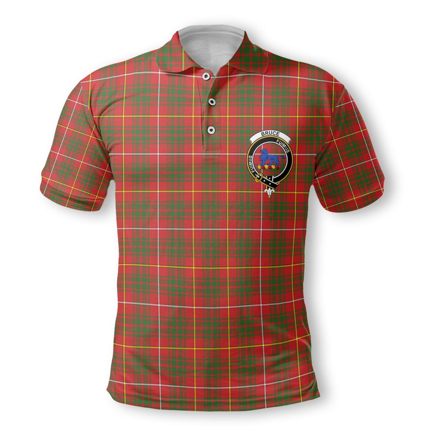 Clan Bruce Tartan Men Polo Shirt Crest And Plaid Basic Style