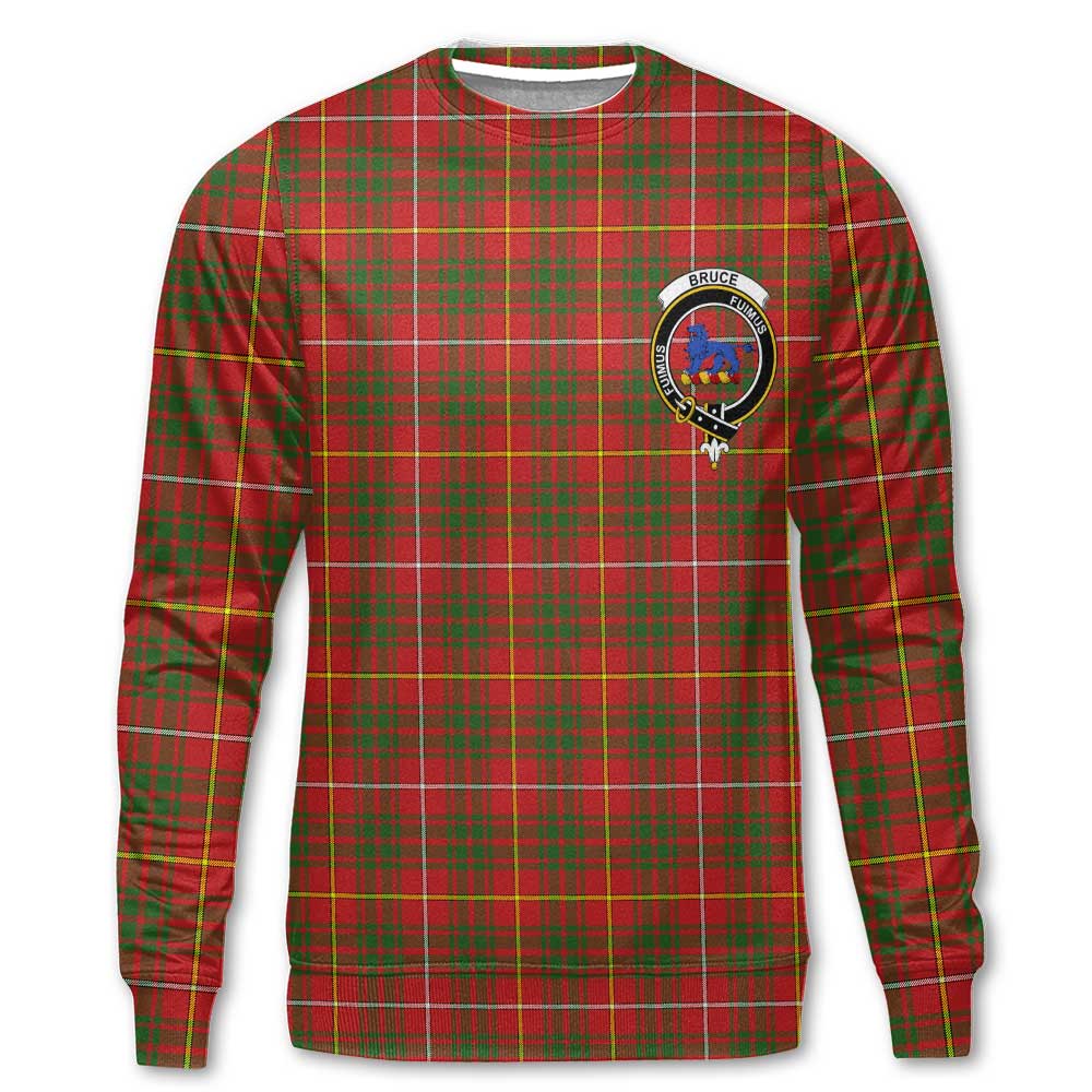 Clan Bruce Tartan Men Sweatshirt Crest And Plaid Basic Style