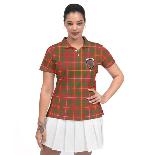 Clan Bruce Tartan Women Polo Shirt Crest And Plaid Basic Style