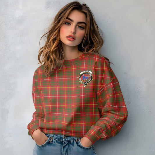 Clan Bruce Tartan Women Sweatshirt Crest And Plaid Basic Style