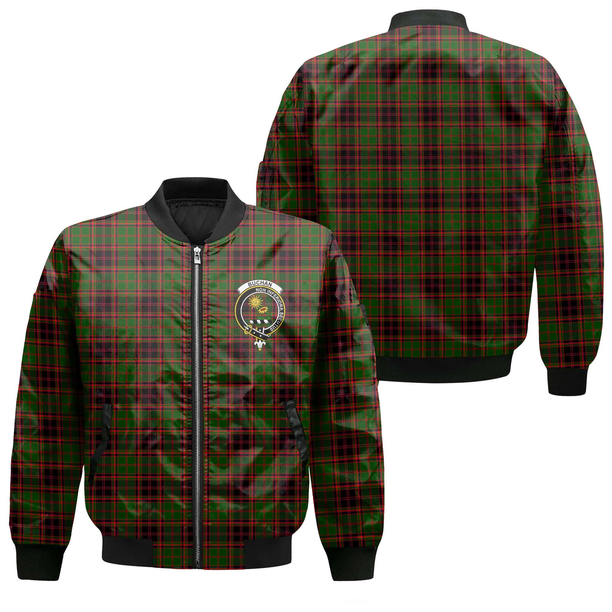 Clan Buchan Tartan Men Bomber Jacket Crest And Plaid Basic Style