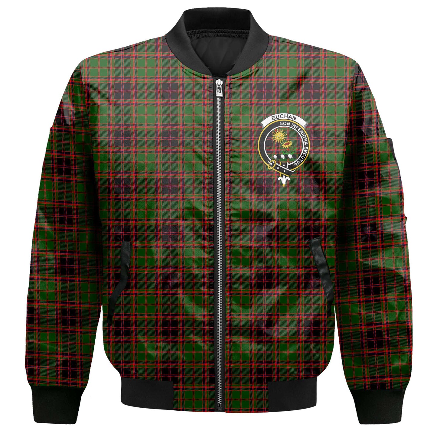 Clan Buchan Tartan Men Bomber Jacket Crest And Plaid Basic Style