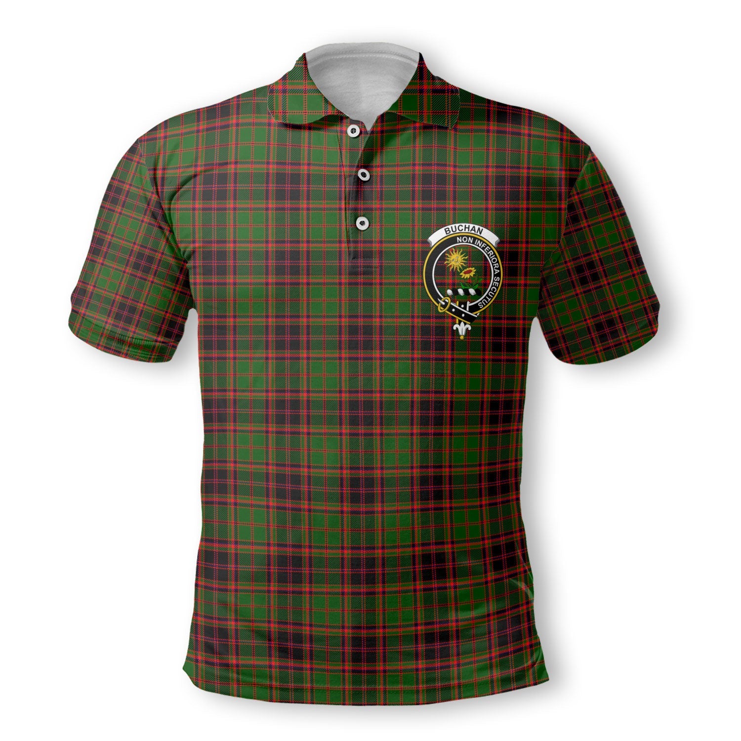 Clan Buchan Tartan Men Polo Shirt Crest And Plaid Basic Style