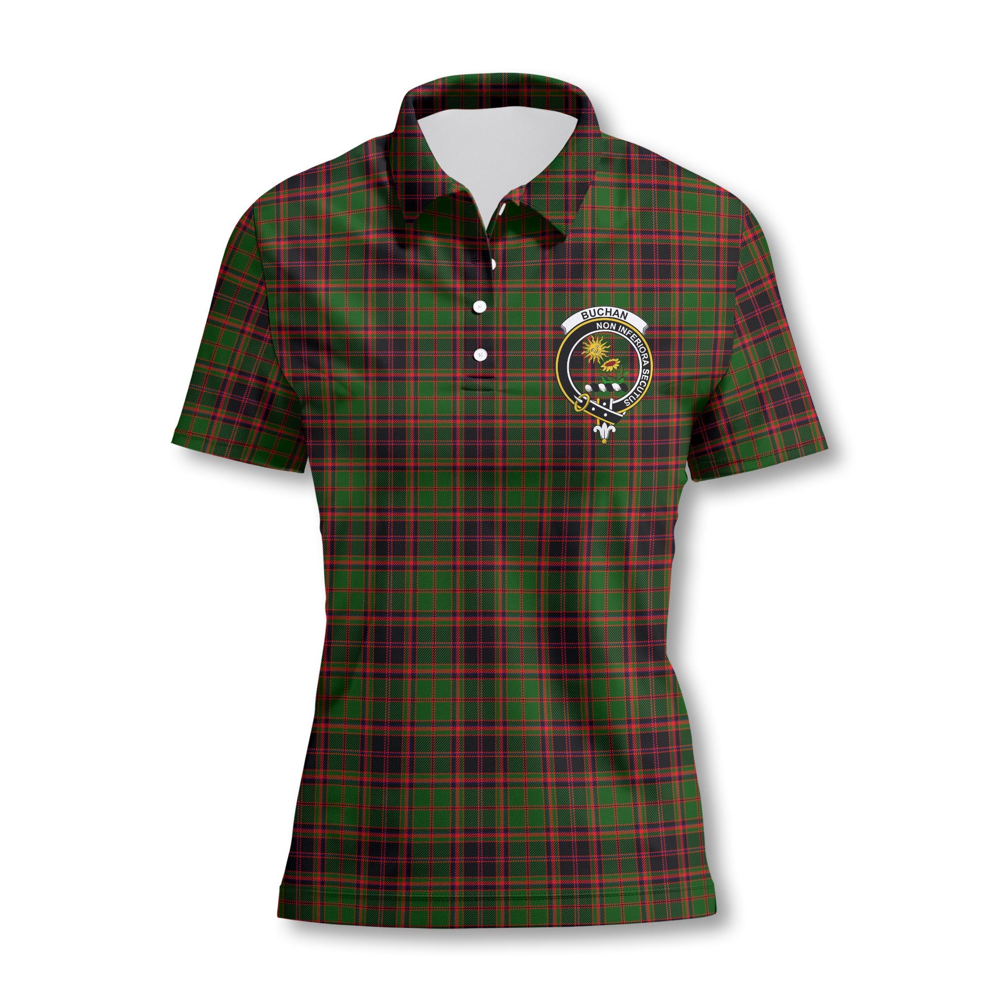 Clan Buchan Tartan Women Polo Shirt Crest And Plaid Basic Style