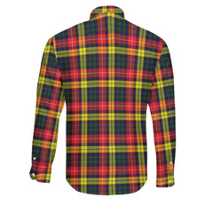Clan Buchanan Tartan Long Sleeve Button Shirt Crest And Plaid Basic Style