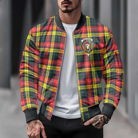 Clan Buchanan Tartan Men Bomber Jacket Crest And Plaid Basic Style