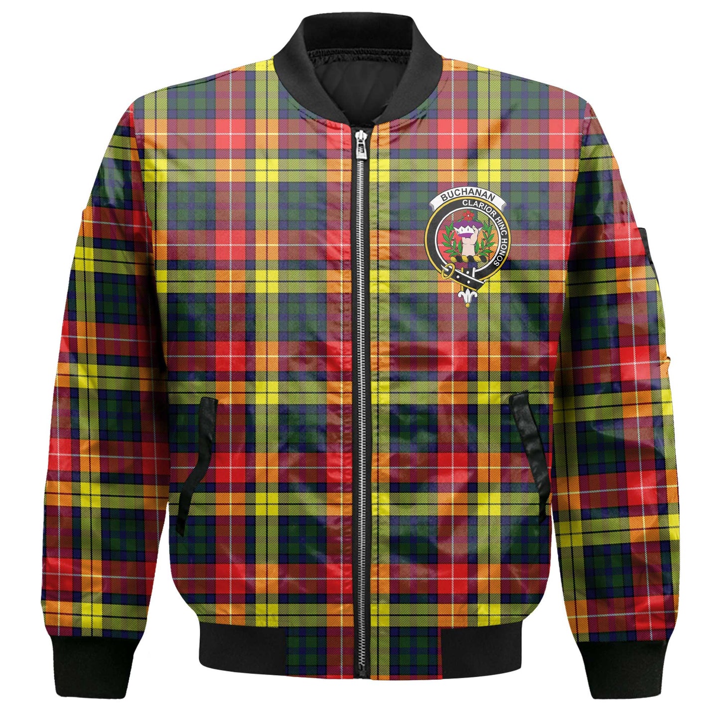 Clan Buchanan Tartan Men Bomber Jacket Crest And Plaid Basic Style