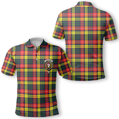 Clan Buchanan Tartan Men Polo Shirt Crest And Plaid Basic Style