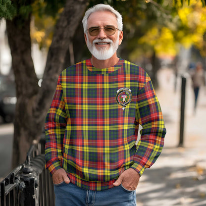 Clan Buchanan Tartan Men Sweatshirt Crest And Plaid Basic Style