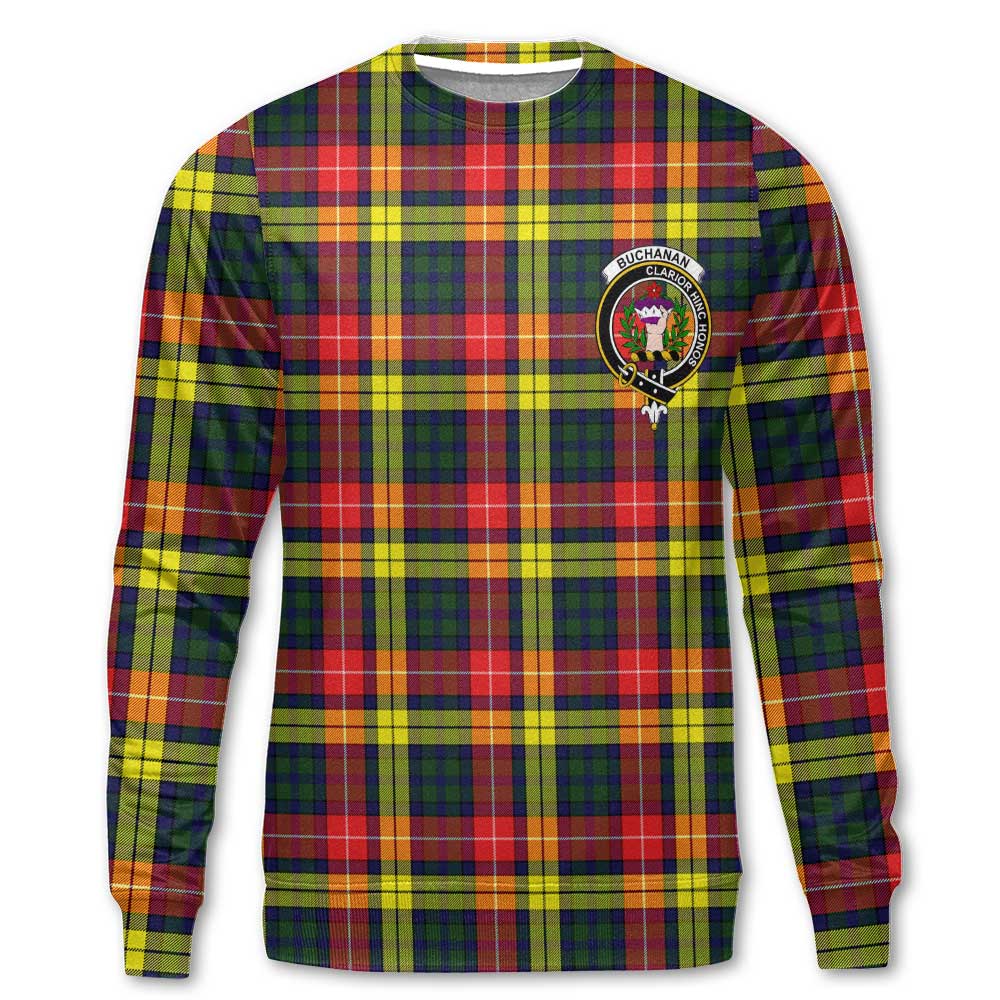 Clan Buchanan Tartan Men Sweatshirt Crest And Plaid Basic Style