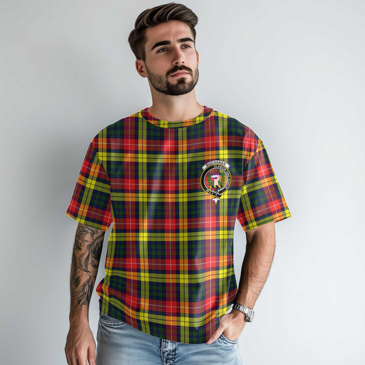 Clan Buchanan Tartan Men T Shirt Crest And Plaid Basic Style