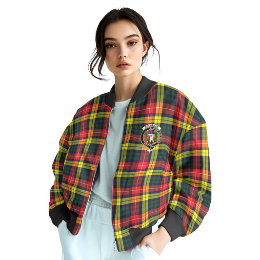 Clan Buchanan Tartan Women Bomber Jacket Crest And Plaid Basic Style