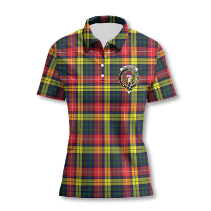 Clan Buchanan Tartan Women Polo Shirt Crest And Plaid Basic Style