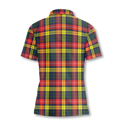 Clan Buchanan Tartan Women Polo Shirt Crest And Plaid Basic Style