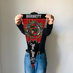 Clan Burnett Tartan Felt Pennant Crest And Plaid Basic Style