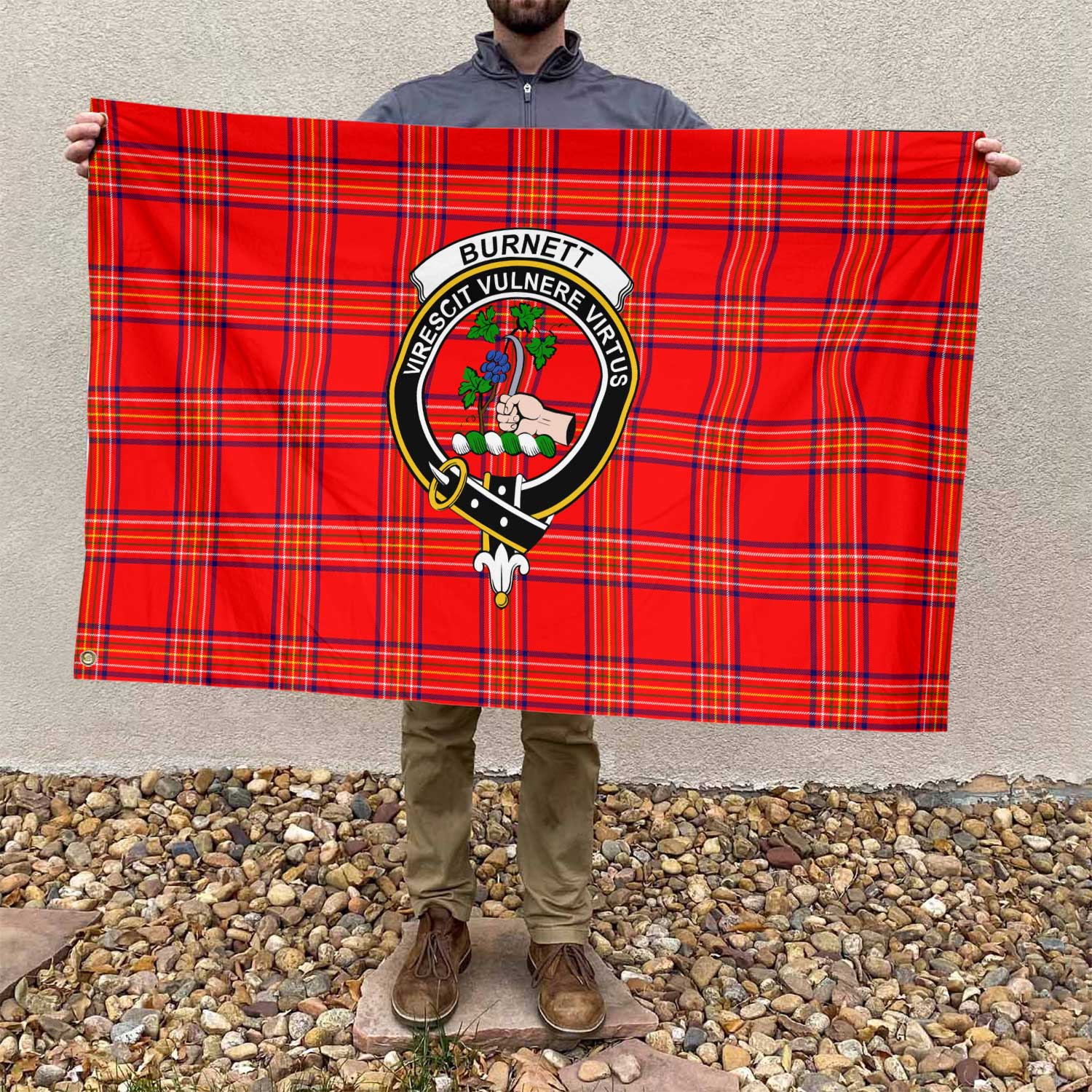 Clan Burnett Tartan Flag Crest And Plaid Basic Style