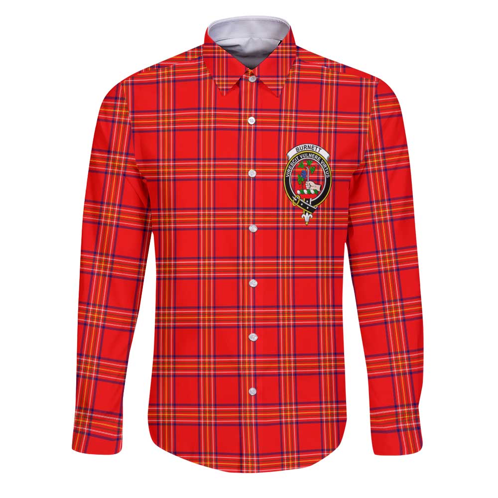 Clan Burnett Tartan Long Sleeve Button Shirt Crest And Plaid Basic Style