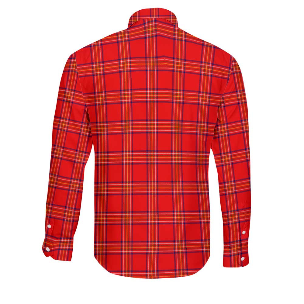 Clan Burnett Tartan Long Sleeve Button Shirt Crest And Plaid Basic Style