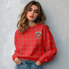 Clan Burnett Tartan Women Sweatshirt Crest And Plaid Basic Style