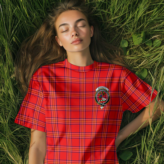 Clan Burnett Tartan Women T Shirt Crest And Plaid Basic Style