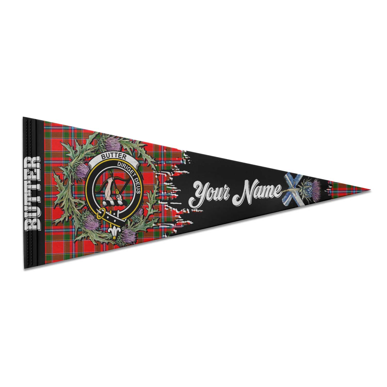 Clan Butter Tartan Felt Pennant Crest And Plaid Basic Style