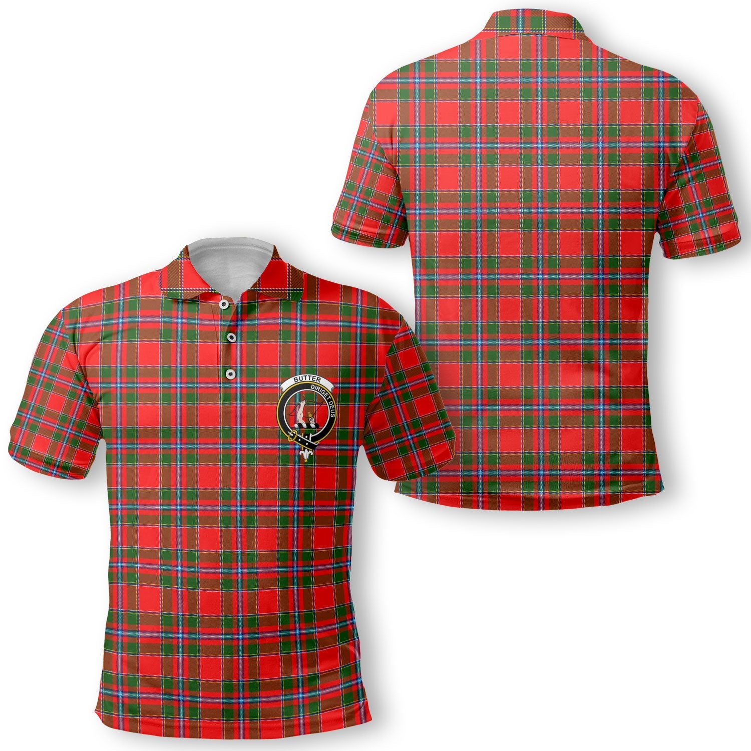 Clan Butter Tartan Golf Men Polo Shirt Crest And Plaid Basic Style