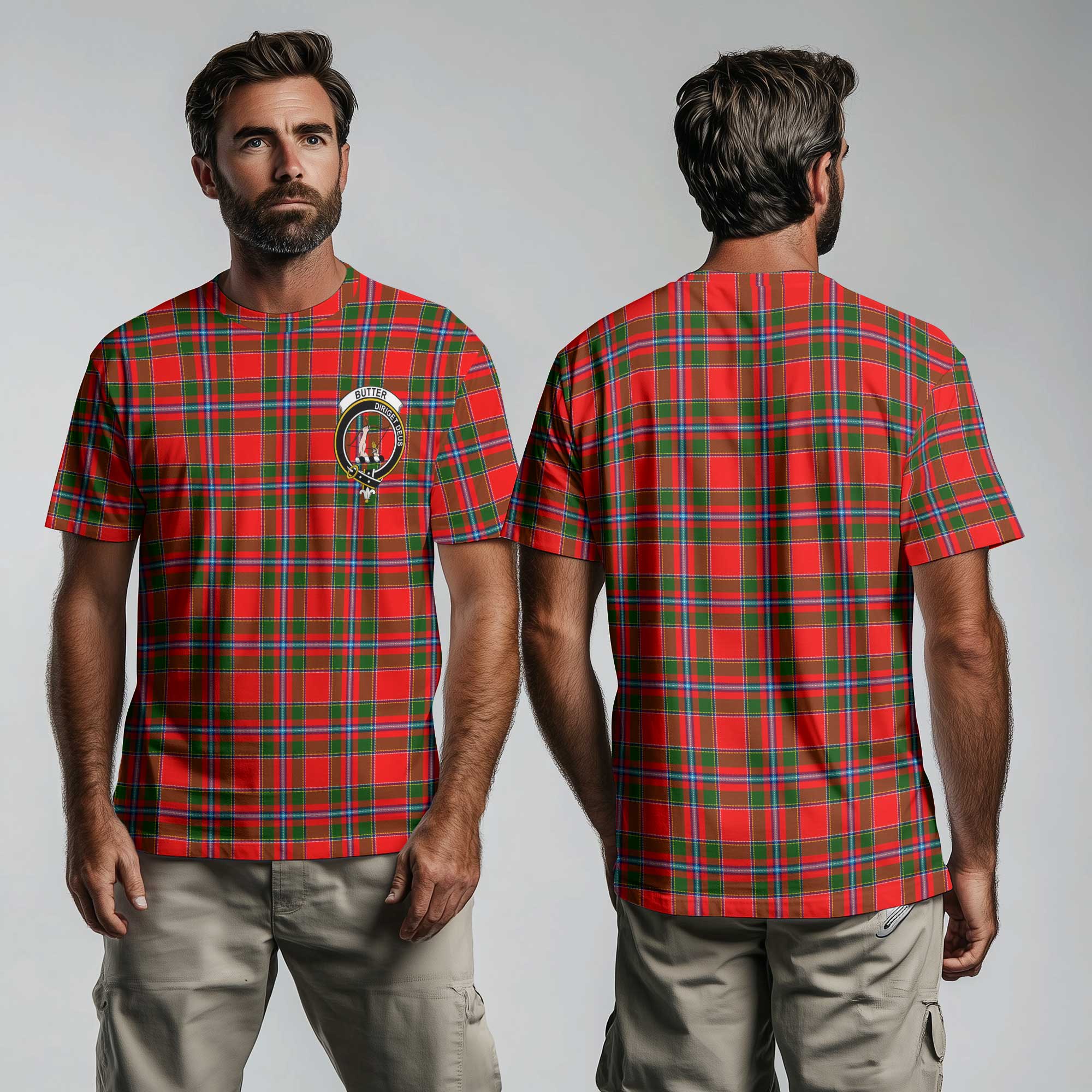 Clan Butter Tartan Men T Shirt Crest And Plaid Basic Style