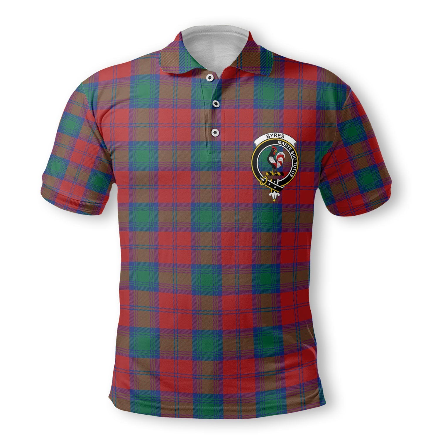 Clan Byres Tartan Golf Men Polo Shirt Crest And Plaid Basic Style