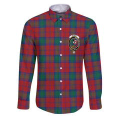Clan Byres Tartan Long Sleeve Button Shirt Crest And Plaid Basic Style