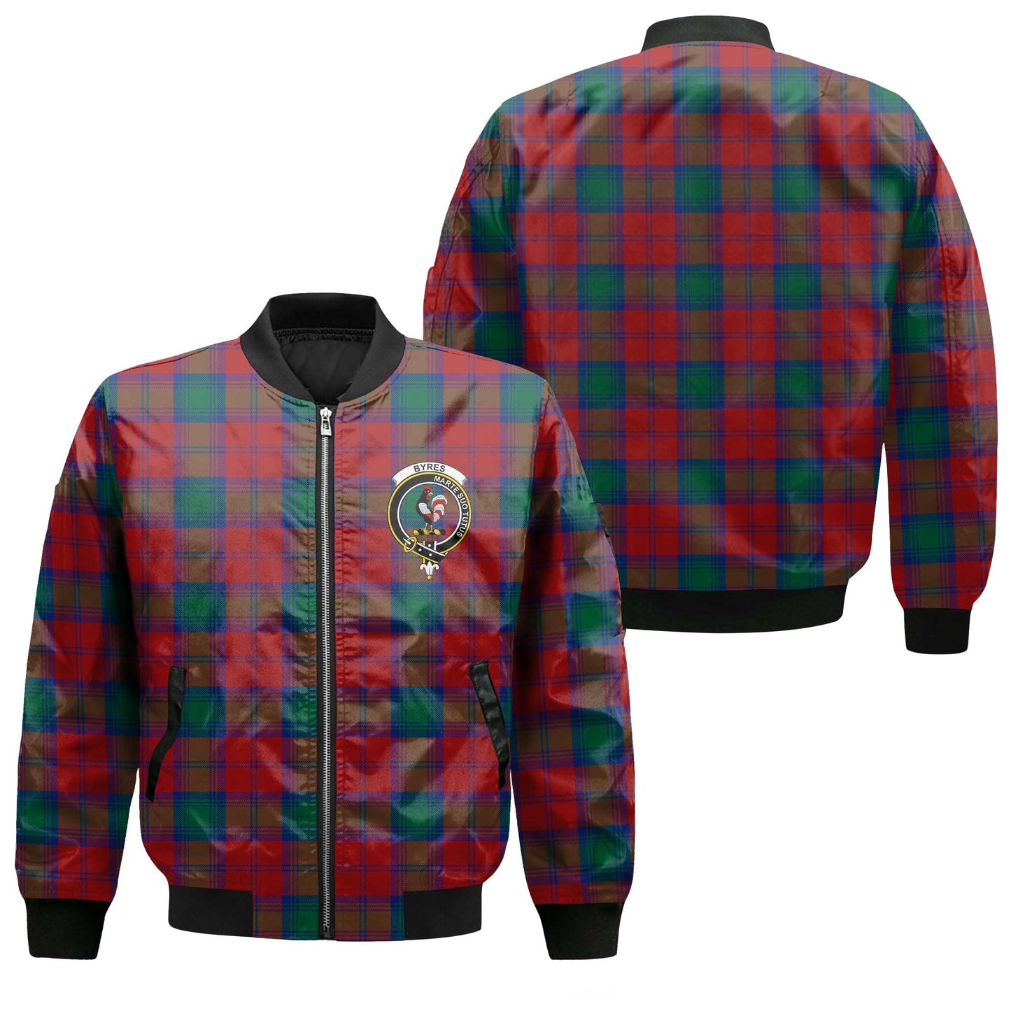 Clan Byres Tartan Men Bomber Jacket Crest And Plaid Basic Style