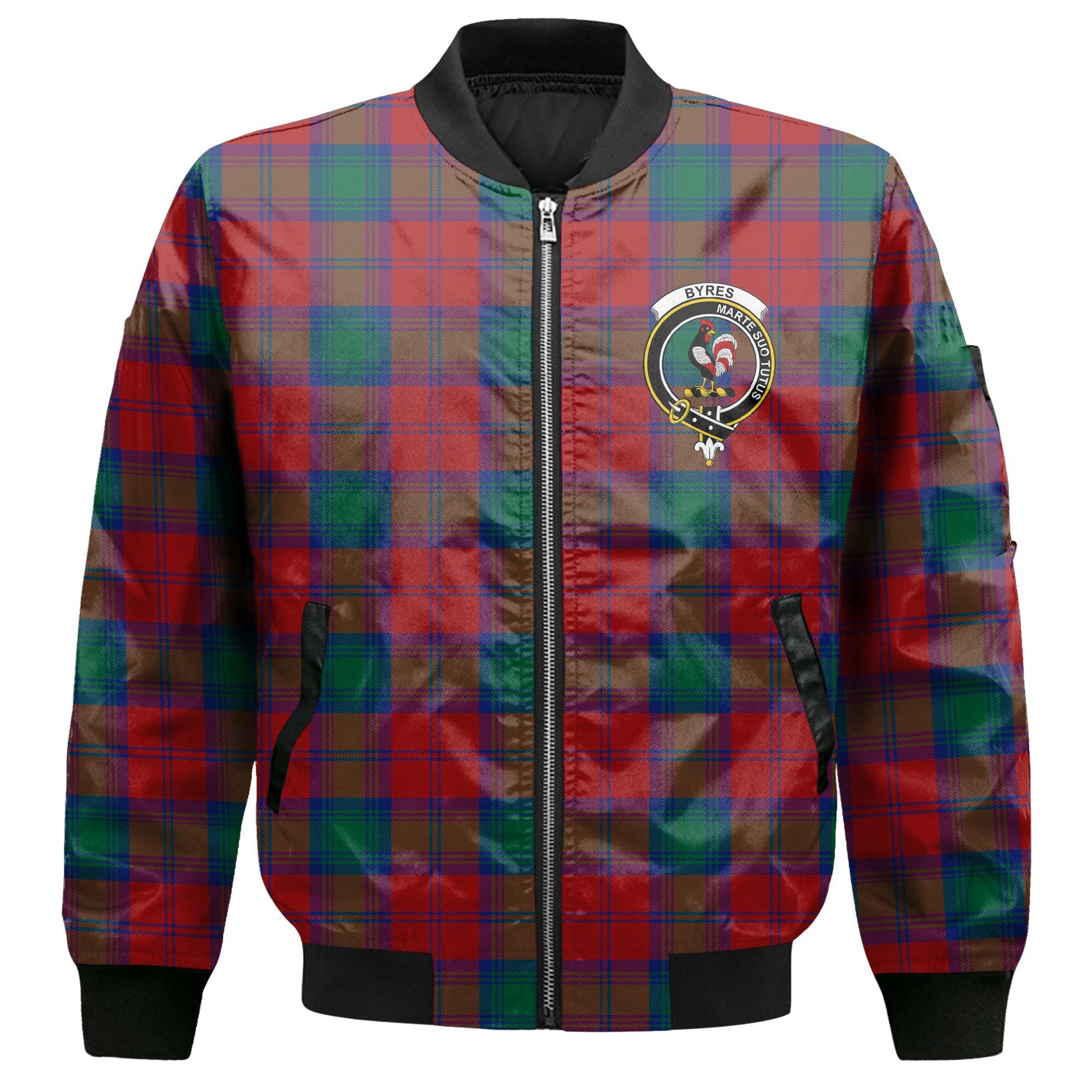 Clan Byres Tartan Men Bomber Jacket Crest And Plaid Basic Style