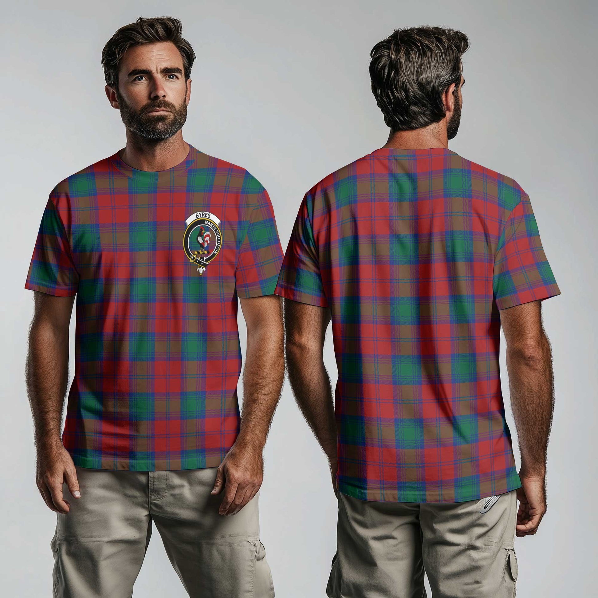 Clan Byres Tartan Men T Shirt Crest And Plaid Basic Style