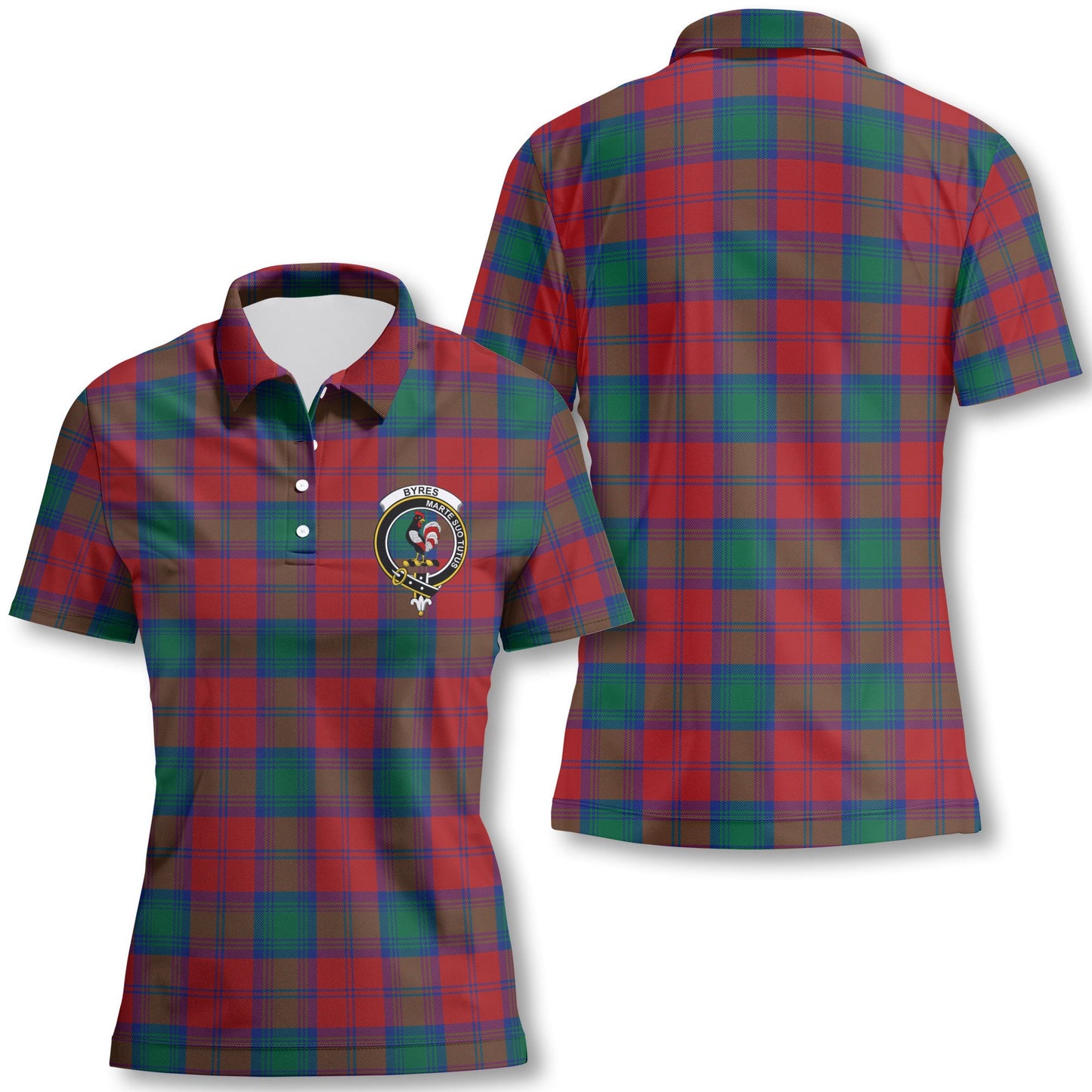 Clan Byres Tartan Women Polo Shirt Crest And Plaid Basic Style