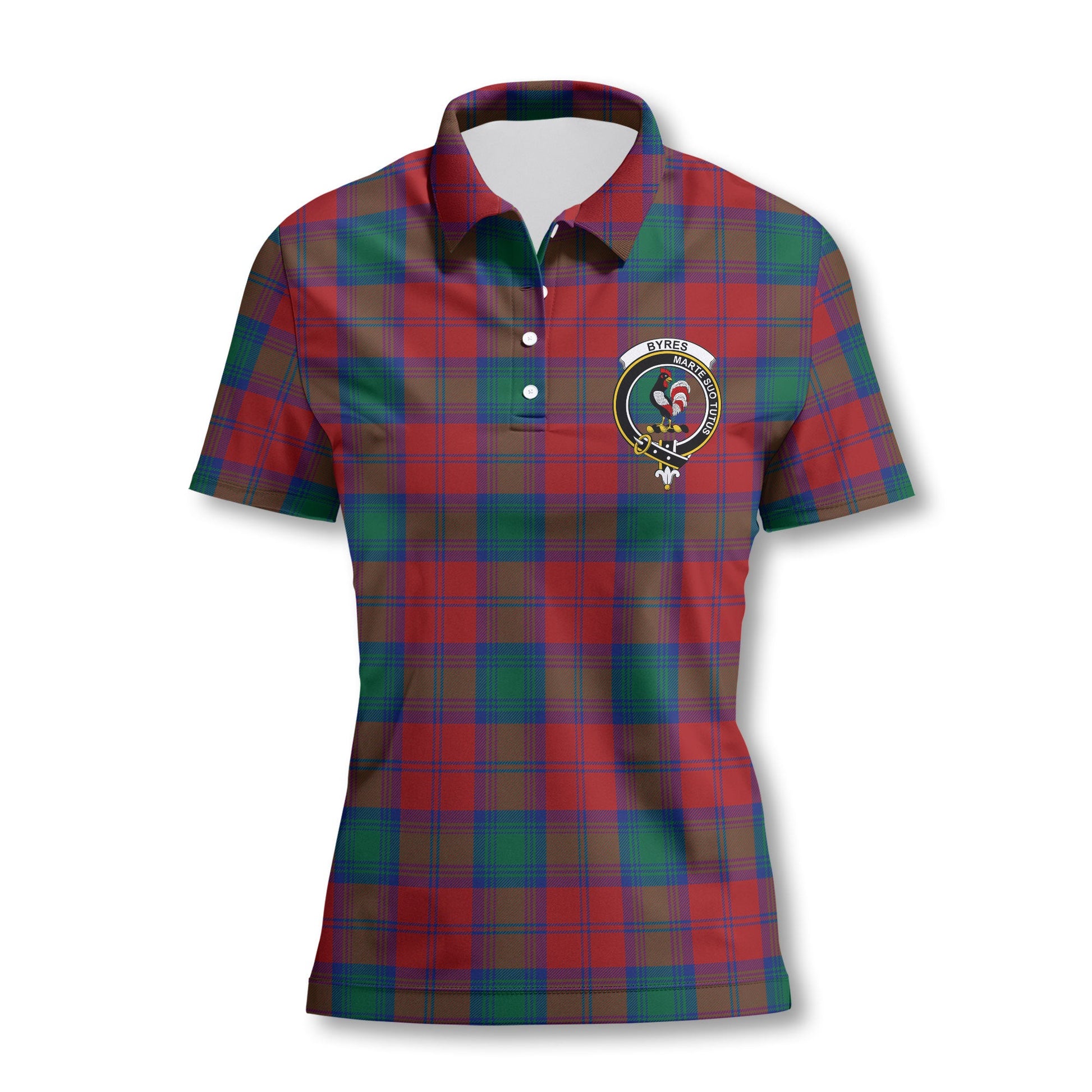 Clan Byres Tartan Women Polo Shirt Crest And Plaid Basic Style