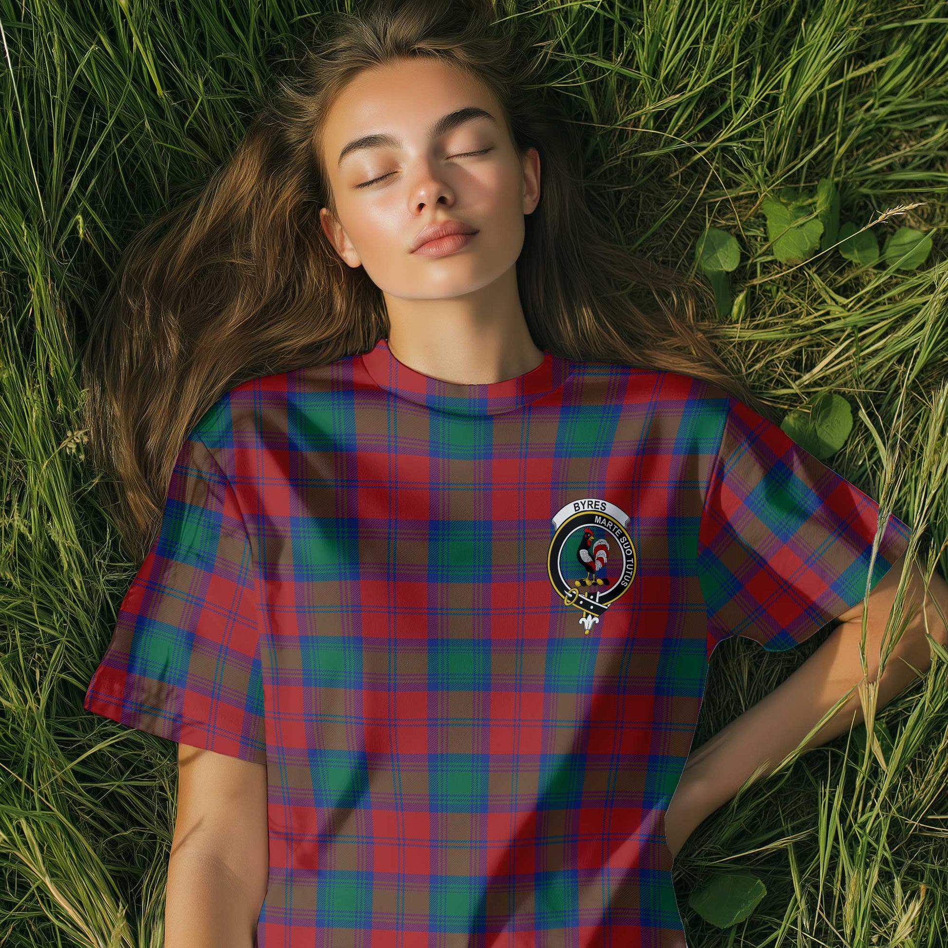 Clan Byres Tartan Women T Shirt Crest And Plaid Basic Style