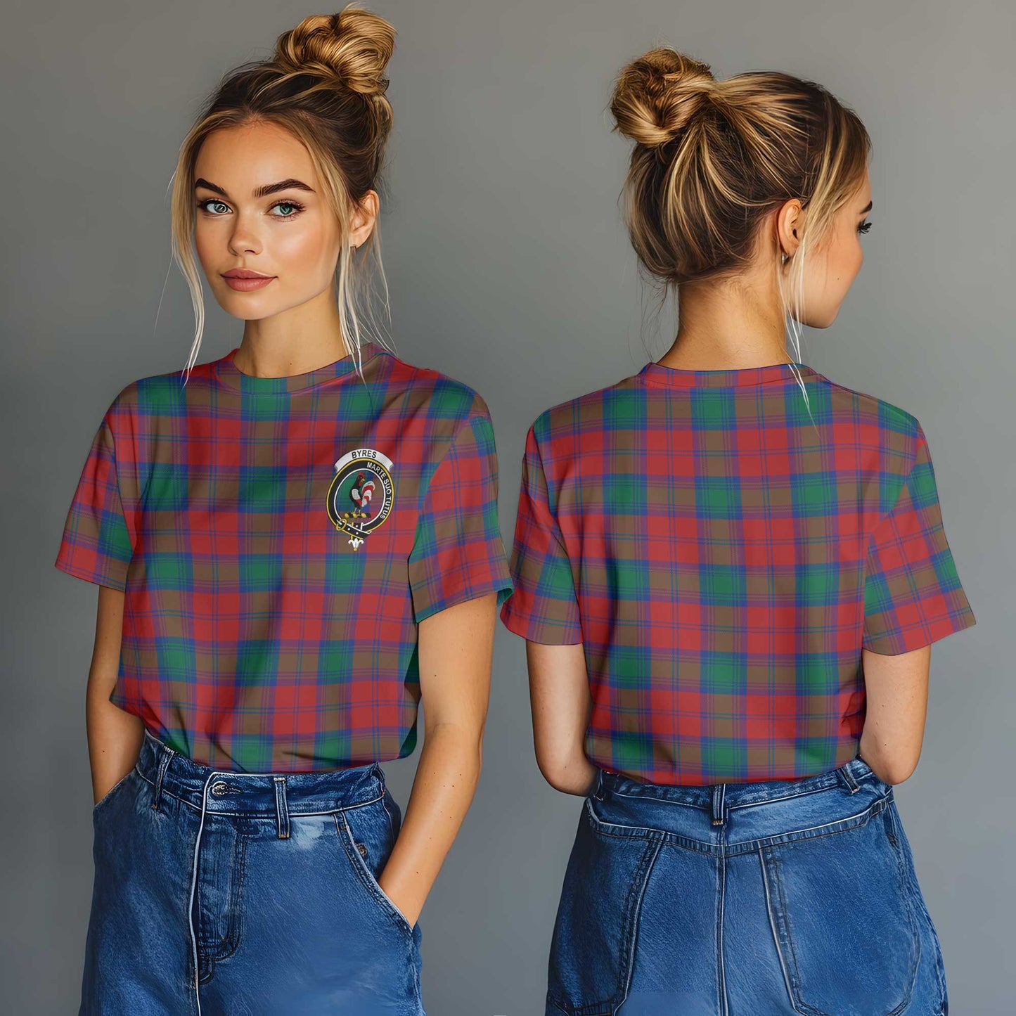 Clan Byres Tartan Women T Shirt Crest And Plaid Basic Style