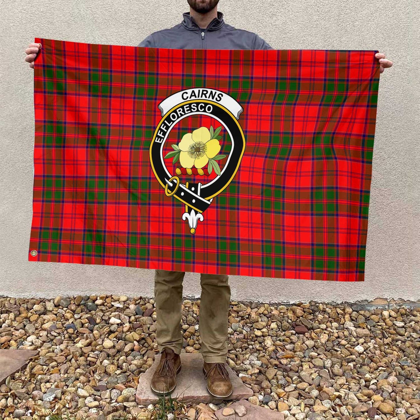 Clan Cairns Tartan Flag Crest And Plaid Basic Style