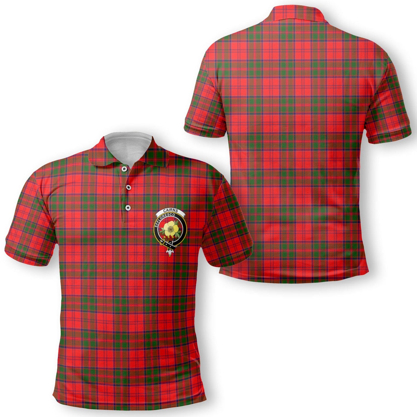 Clan Cairns Tartan Golf Men Polo Shirt Crest And Plaid Basic Style