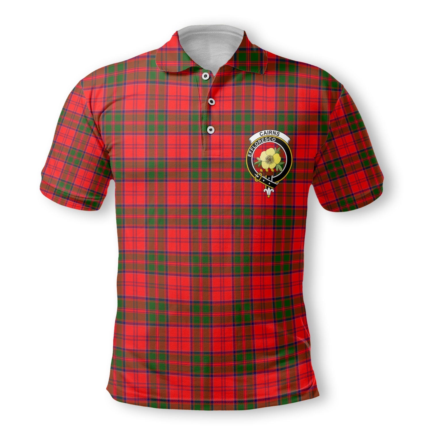 Clan Cairns Tartan Golf Men Polo Shirt Crest And Plaid Basic Style