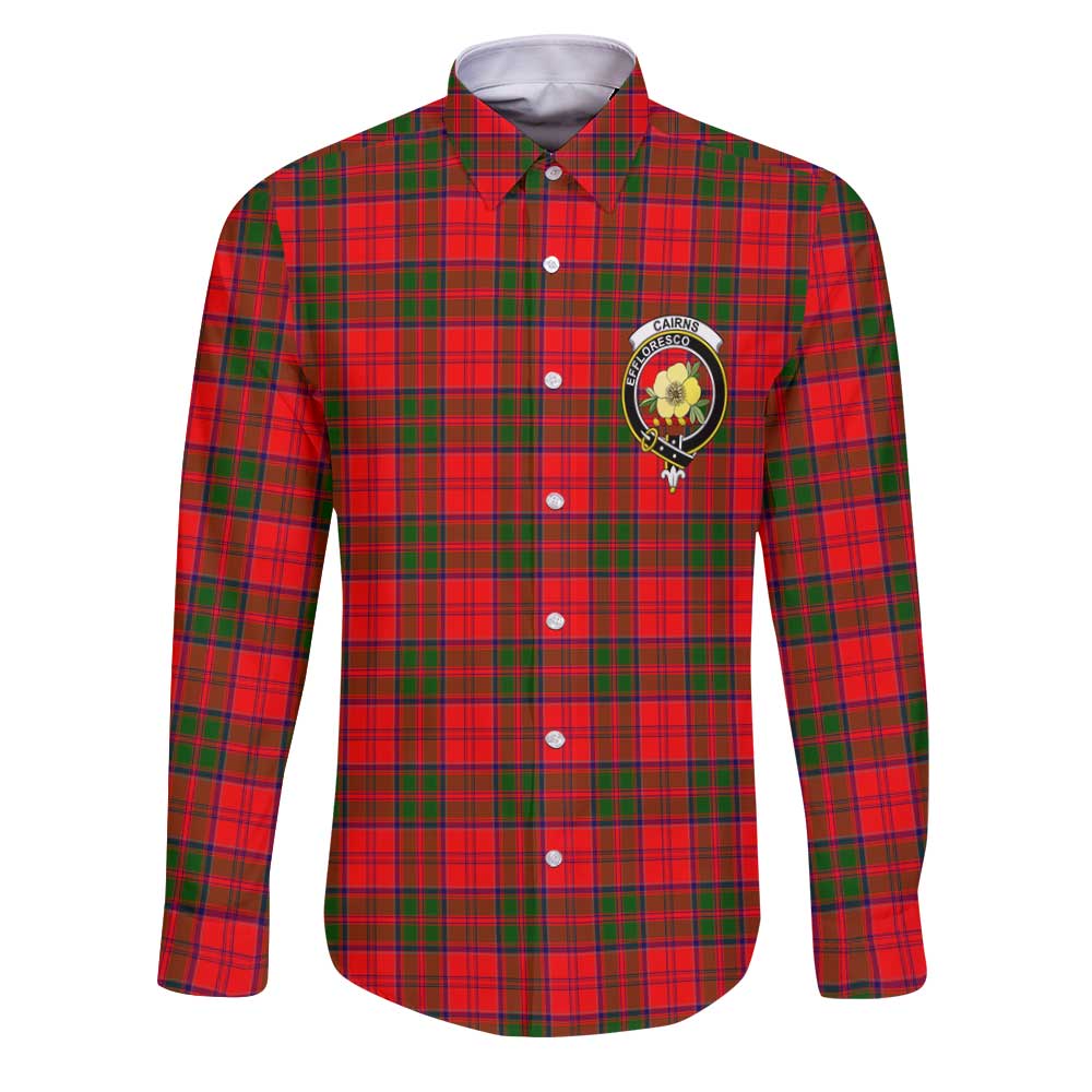 Clan Cairns Tartan Long Sleeve Button Shirt Crest And Plaid Basic Style
