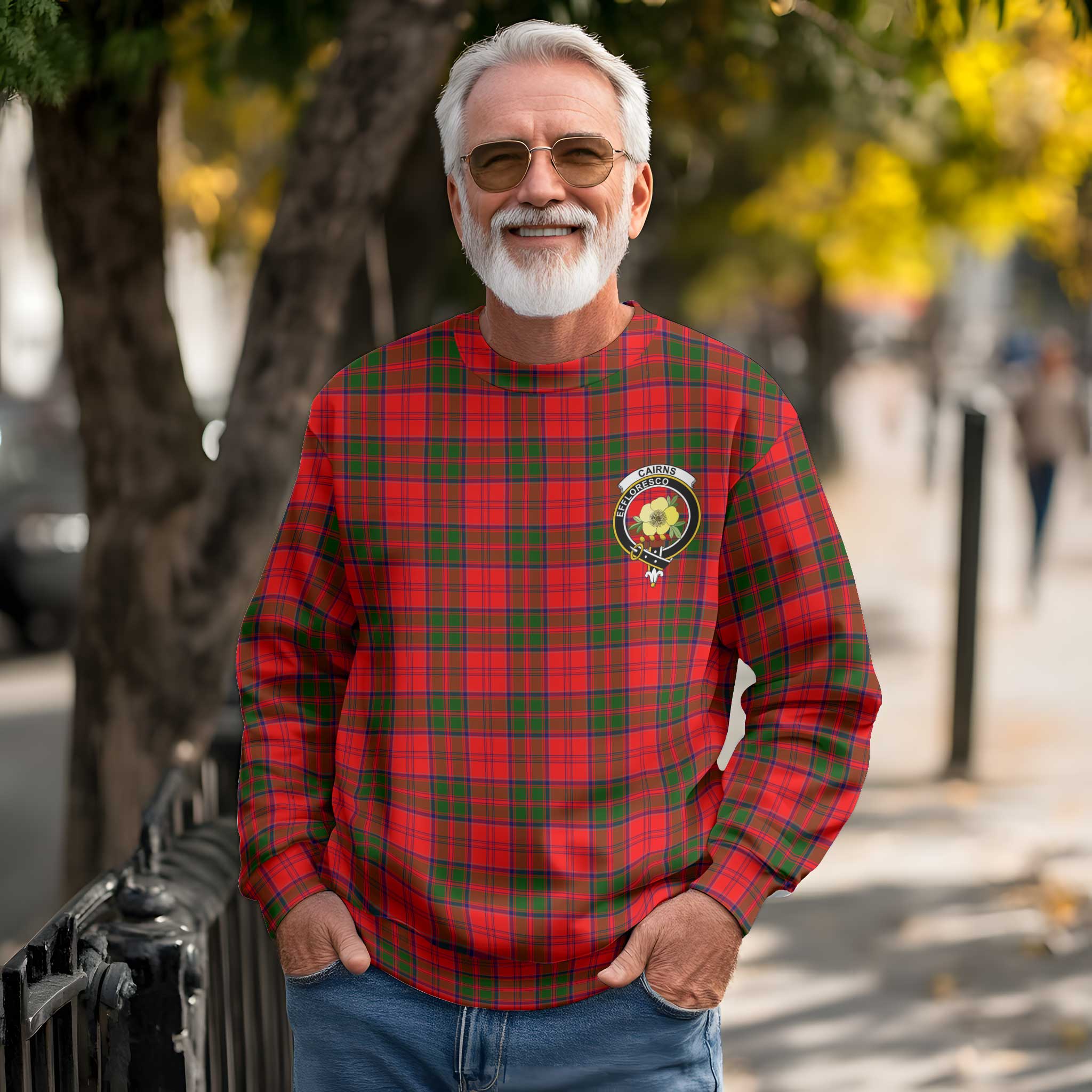 Clan Cairns Tartan Men Sweatshirt Crest And Plaid Basic Style