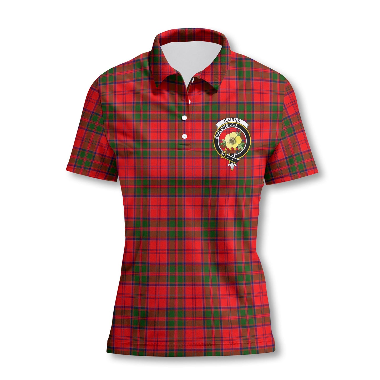 Clan Cairns Tartan Women Polo Shirt Crest And Plaid Basic Style