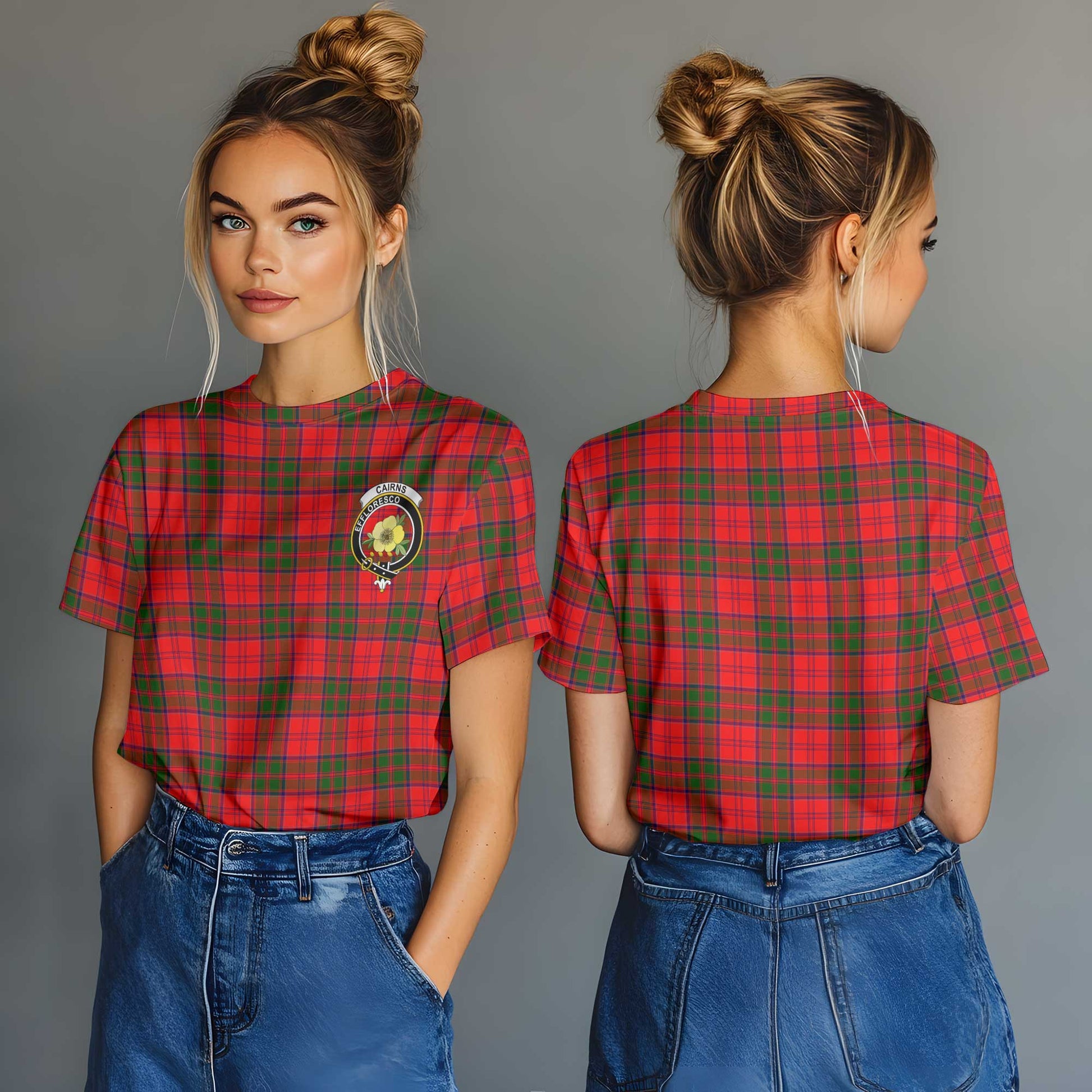 Clan Cairns Tartan Women T Shirt Crest And Plaid Basic Style