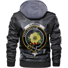 Clan Cairns Tartan Zip Leather Jacket Crest And Plaid Basic Style