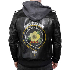 Clan Cairns Tartan Zip Leather Jacket Crest And Plaid Basic Style